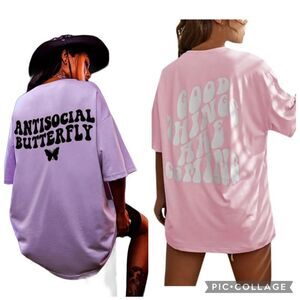 SHEIN oversized t shirts Set - Pink & Purple #18